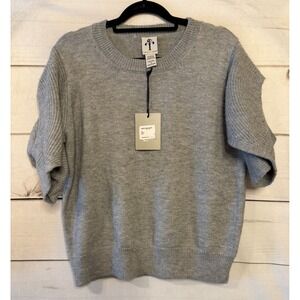 Rain Rose Gray Knit Short Sleeve Pullover Sweater Top XL